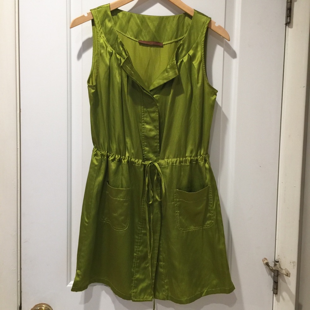 KANVAS Cotton and Silk Chartreuse Green Tunic S